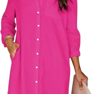 Vibrant Pink Shirt Dress